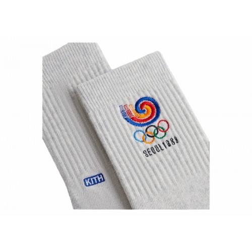 Оригинальный шмот Kith Olympics Heritage Seoul Mid Crew Sock Light Heather Grey