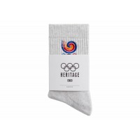 Kith Olympics Heritage Seoul Mid Crew Sock Light Heather Grey