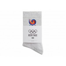 Kith Olympics Heritage Seoul Mid Crew Sock Light Heather Grey