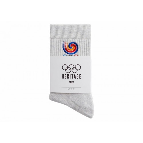 Оригинальный шмот Kith Olympics Heritage Seoul Mid Crew Sock Light Heather Grey