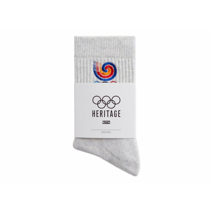 Оригинальный шмот Kith Olympics Heritage Seoul Mid Crew Sock Light Heather Grey