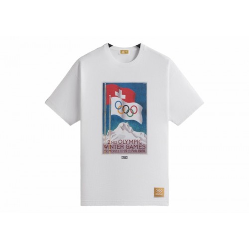 Оригинальный шмот Kith Olympics Heritage St. Moritz 1928 Vintage Tee White