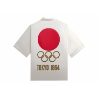 Kith Olympics Heritage Washed Satin Reade Shirt Sandrift