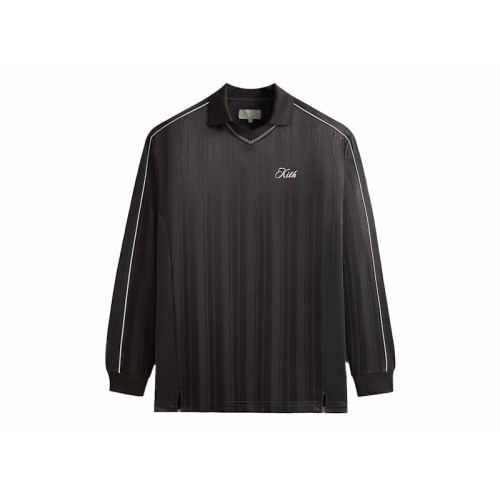 Оригинальный шмот Kith Pinstripe Tricot Panelled Tap In Polo Black Oyster