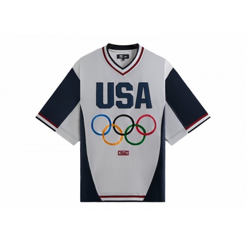 Оригинальный шмот Kith Team USA Faille Jersey Warmup Shirt White