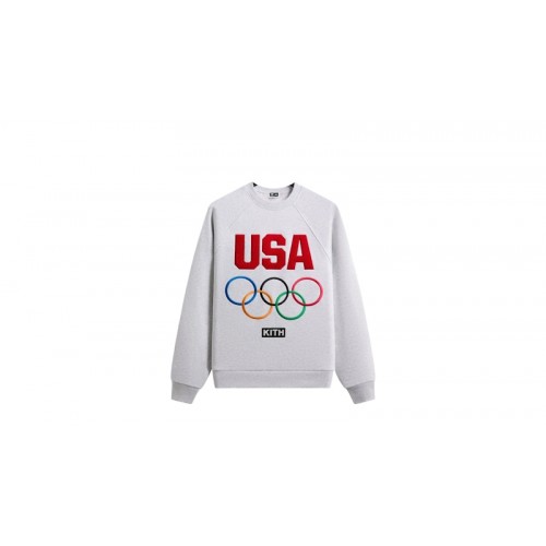 Kith Team USA Raglan Nelson Crewneck Light Heather Grey