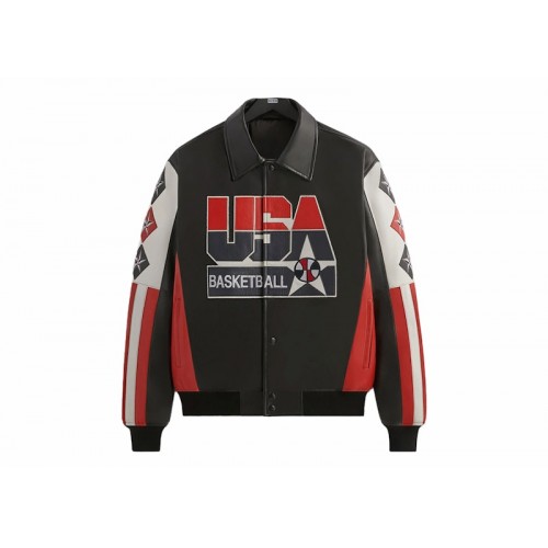 Оригинальный шмот Kith USA Basketball Leather Jacket Black