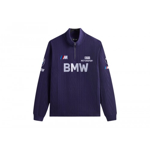 Оригинальный шмот Kith x BMW Cable Fleece Quarter Zip Techno Violet