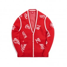 Kith x Coca-Cola x Mitchell & Ness Coke Logo Cardigan Red