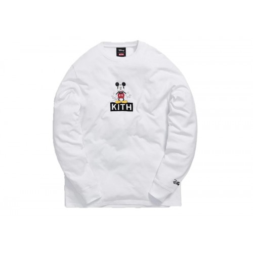 Kith x Disney 30s Mickey Standing Classic Logo L/S Tee White