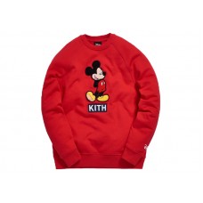 Kith x Disney 90s Mickey Classic Logo Crewneck Red