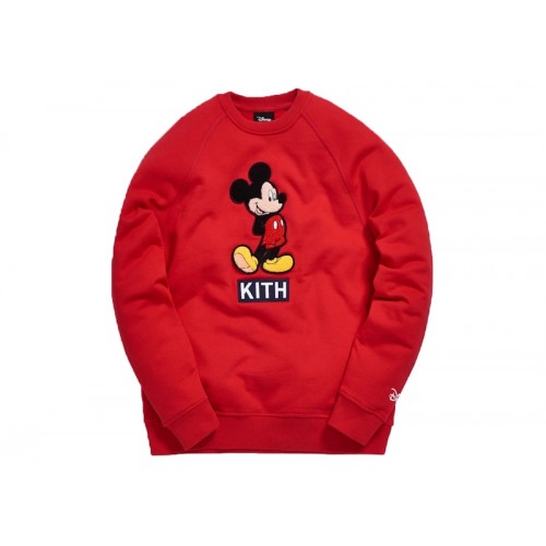 Kith x Disney 90s Mickey Classic Logo Crewneck Red