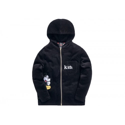 Kith x Disney Carlton Corduroy Zip Hoodie Black
