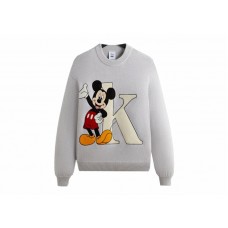 Kith x Disney Mickey & Friends Mickey K Crewneck Sweater Light Heather Grey