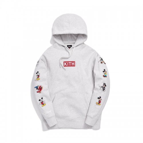 Kith x Disney Mickey Sleeve Patches Hoodie Heather Grey