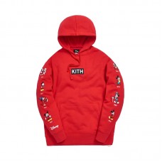 Kith x Disney Mickey Sleeve Patches Hoodie Red