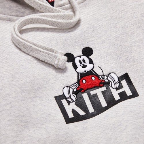 Kith x Disney Sitting Classic Logo Mickey Hoodie Heather Grey