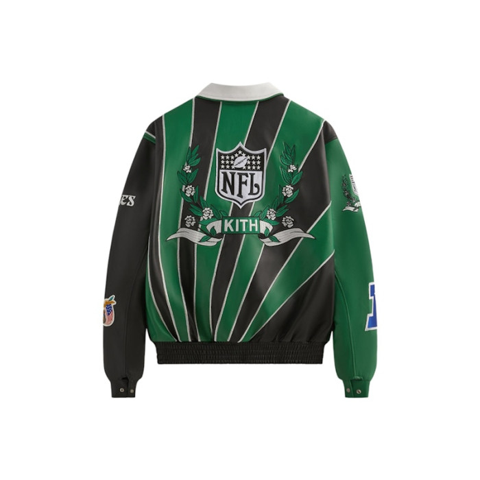 Оригинальный шмот Kith x Jeff Hamilton NFL Eagles Leather Varsity Jacket Multicolor