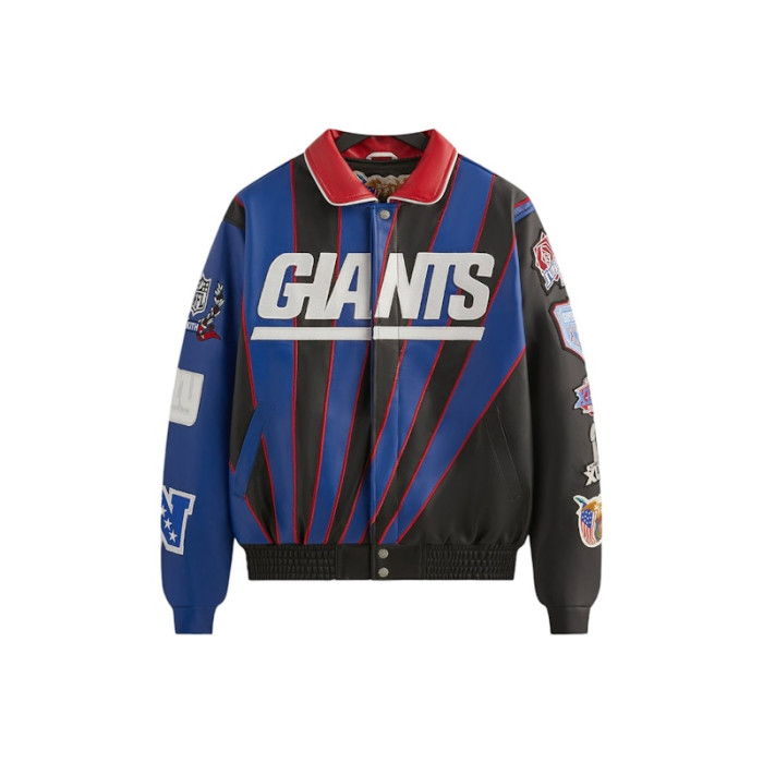 Оригинальный шмот Kith x Jeff Hamilton NFL Giants Leather Varsity Jacket Multicolor