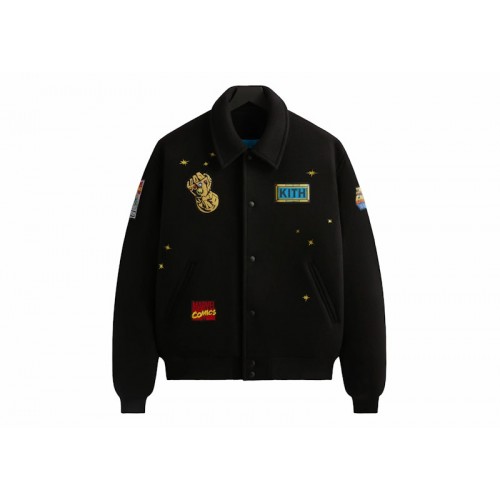 Оригинальный шмот Kith x Marvel Universe Varsity Jacket Black/Blue