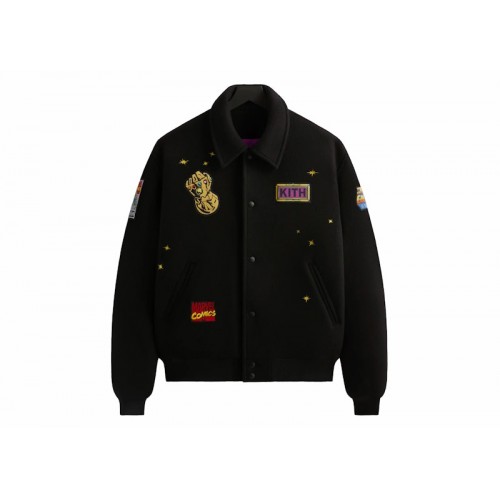 Оригинальный шмот Kith x Marvel Universe Varsity Jacket Black/Purple