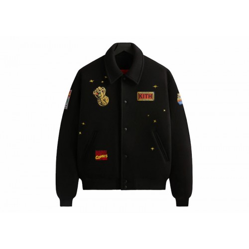 Оригинальный шмот Kith x Marvel Universe Varsity Jacket Black/Red