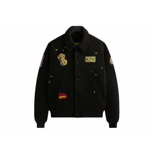 Оригинальный шмот Kith x Marvel Universe Varsity Jacket Black/Yellow