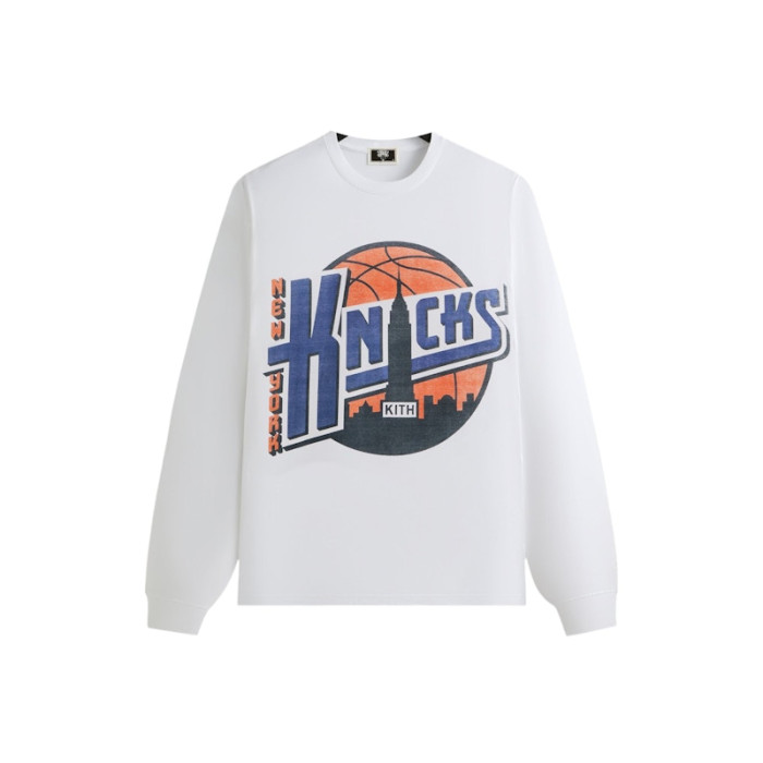 Kith x New York Knicks City Vintage Long Sleeve Tee White