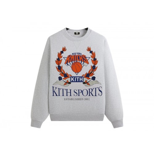 Оригинальный шмот Kith x New York Knicks Laurel Vintage Nelson Crewneck Light Heather Grey