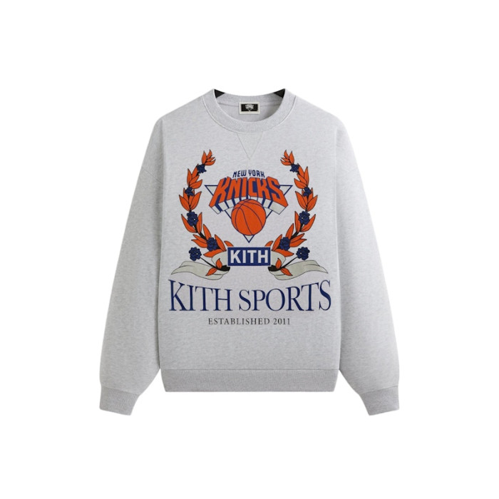 Оригинальный шмот Kith x New York Knicks Laurel Vintage Nelson Crewneck Light Heather Grey