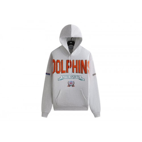 Оригинальный шмот Kith x NFL 47 Dolphins Nelson Hoodie Light Heather Grey