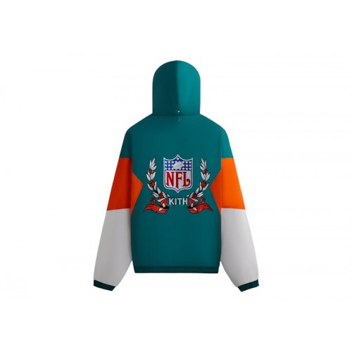 Оригинальный шмот Kith x NFL 47 Dolphins Quarter Zip Anorak With Hood Center