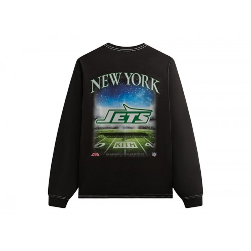 Оригинальный шмот Kith x NFL 47 Jets Vintage Long Sleeve Tee Black