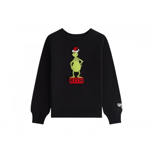 Оригинальный шмот Kith x The Grinch Kids Classic Standing Logo Crewneck Black