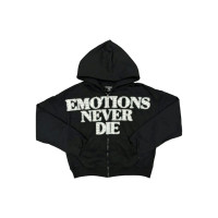 Mixed Emotions End Rhinestone Hoodie Black