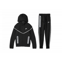 Nike Sportswear Tech Fleece Full Zip Hoodie & Joggers Reflective Details Set Black/Bemis Silver