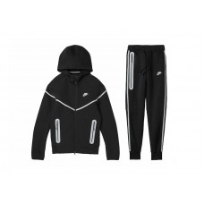 Nike Sportswear Tech Fleece Full Zip Hoodie & Joggers Reflective Details Set Black/Bemis Silver