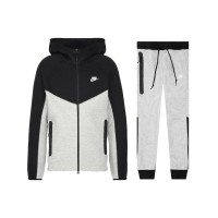 Nike Sportswear Tech Fleece Windrunner Full Zip Hoodie & Joggers Set Dark Grey Heather/Black/White