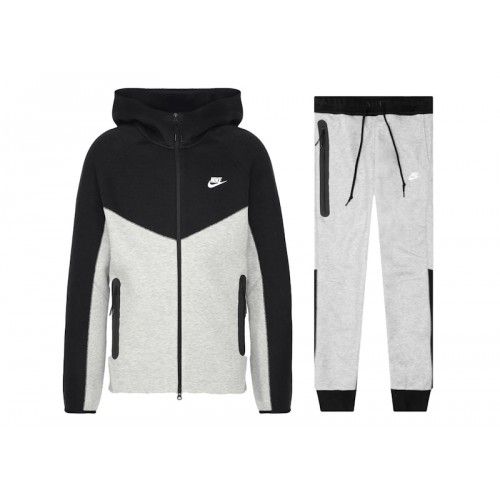 Nike Sportswear Tech Fleece Windrunner Full Zip Hoodie & Joggers Set Dark Grey Heather/Black/White