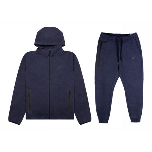 Nike Sportswear Tech Fleece Windrunner Full Zip Hoodie & Joggers Set Obsidian Heather/Black