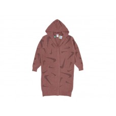 Nike Sportswear Womens Phoenix Cozy Boucle Long Knit Cardigan Mauve
