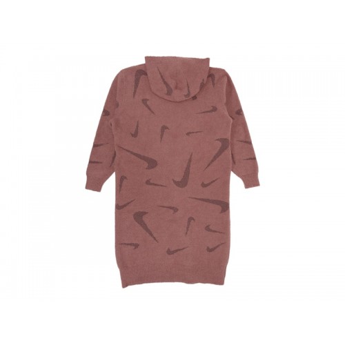 Nike Sportswear Womens Phoenix Cozy Boucle Long Knit Cardigan Mauve