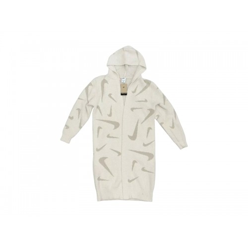 Nike Sportswear Womens Phoenix Cozy Boucle Long Knit Cardigan White