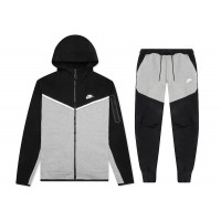 Nike Sportswear Tech Fleece Full Zip Hoodie & Joggers Set Black/Dark Grey Heather/White