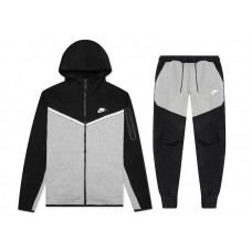 Nike Sportswear Tech Fleece Full Zip Hoodie & Joggers Set Black/Dark Grey Heather/White
