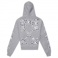 OFF-WHITE Airport Tape Arrows Diag Over Hoodie Melange Grey/Multicolor