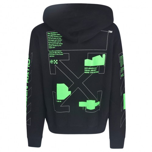 Оригинальный шмот OFF-WHITE Arch Shapes Incompiuto Hoodie Black/Brilliant Green
