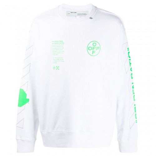 Оригинальный шмот OFF-WHITE Arch Shapes Incompiuto Sweatshirt White/Brilliant Green
