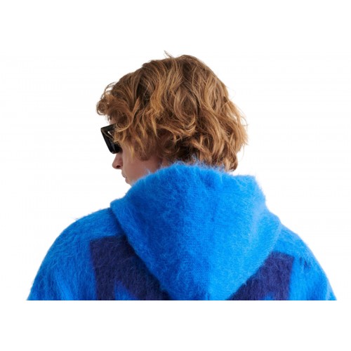 Оригинальный шмот OFF-WHITE Arrow Mohair Skate Knit Hoodie Light Blue