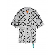 OFF-WHITE Arrow Pattern Bathrobe White/Black